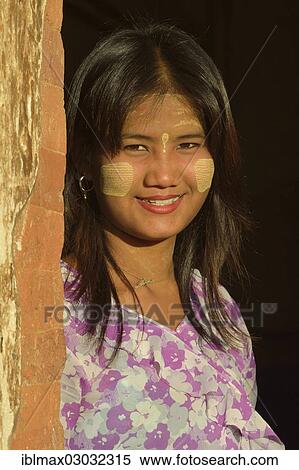 "Girl with thanaka paste on her face, Gubyaukgyi Temple, Bagan, Bagan, Myanmar, Burma, Asia" View Large Photo Image Stock Photography - "Girl with thanaka paste on her face, Gubyaukgyi Temple, Bagan, Bagan, Myanmar, Burma, Asia". Fotosearch