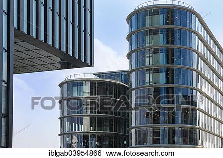 Stock Photograph - "Glass facade, Medienhafen or Media Harbour, Dusseldorf, Rhineland, North Rhine-Westphalia, Germany, Europe". Fotosearch