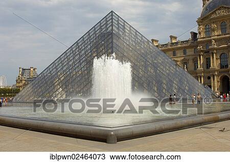 Stock Image - "Glass pyramid entrance of the Louvre, Paris, France, Europe". Fotosearch