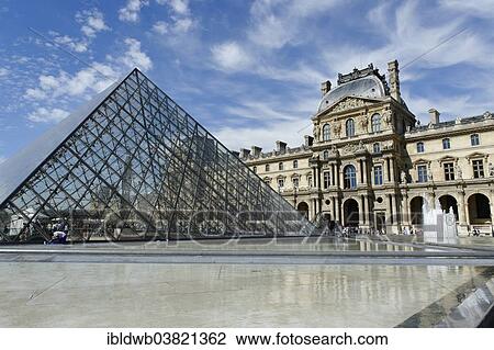Stock Image - "Glass pyramid, Palais du Louvre, 1st Arrondissement, Paris, France, Europe". Fotosearch