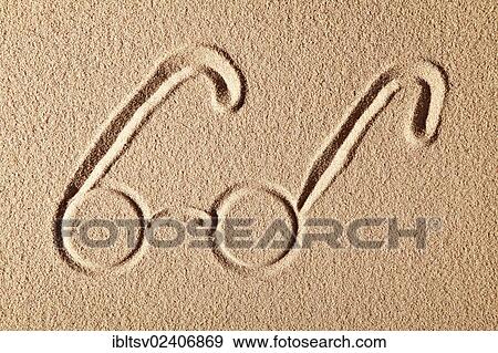 "Glasses, drawn in sand" View Large Photo Image Stock Photo - "Glasses, drawn in sand". Fotosearch
