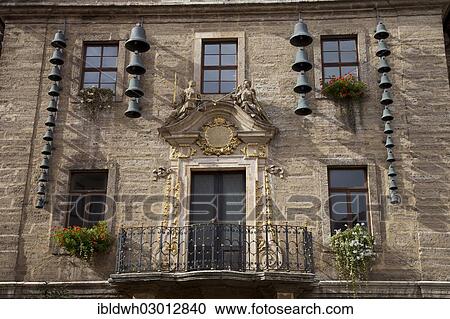 "Glockenspiel, bells on the facade of the Town Hall, Thuringer Becken, Bad Langensalza, Thuringia, Germany, Europe" View Large Photo Image Stock Image - "Glockenspiel, bells on the facade of the Town Hall, Thuringer Becken, Bad Langensalza, Thuringia, Germany, Europe". Fotosearch