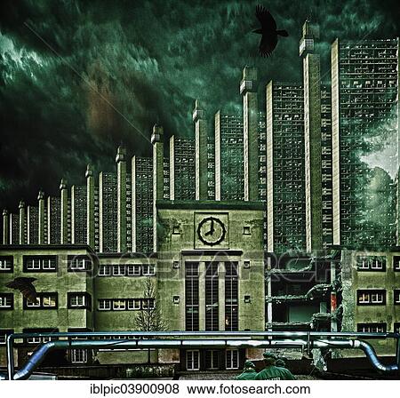 "Gloomy city of the future, composing" View Large Photo Image Stock Photo - "Gloomy city of the future, composing". Fotosearch