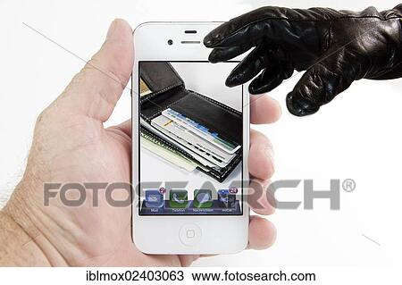 "Gloved hand reaching for wallet on smartphone display, symbolic image for the theft of sensitive data from a mobile phone" View Large Photo Image Stock Image - "Gloved hand reaching for wallet on smartphone display, symbolic image for the theft of sensitive data from a mobile phone". Fotosearch
