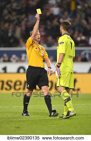 "Goalkeeper Sven ULREICH, VfB Stuttgart, getting a yellow card from referee Serge Gumienny, Mercedes-Benz Arena, Stuttgart, Baden-Wuerttemberg, Germany, Europe" View Large Photo Image Stock Photography - "Goalkeeper Sven ULREICH, VfB Stuttgart, getting a yellow card from referee Serge Gumienny, Mercedes-Benz Arena, Stuttgart, Baden-Wuerttemberg, Germany, Europe". Fotosearch