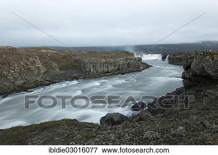 Stock Photo - "Godafoss waterfall or waterfall of the gods, North Iceland, Iceland, Europe". Fotosearch