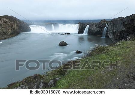 Stock Photo - "Godafoss waterfall or waterfall of the gods, Nord Island, North Iceland, Iceland, Europe". Fotosearch