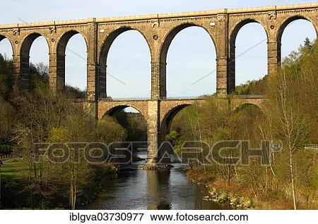 Stock Photo - "Goehrener Viaduct over the Mulde River, Gohren, Wechselburg, Saxony, Germany, Europe". Fotosearch