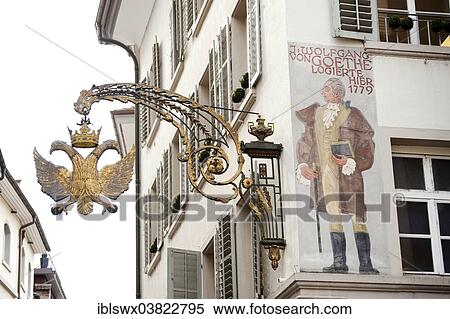 Stock Photography - "Goethe House, historic town centre of Lucerne, Canton of Lucerne, Switzerland, Europe". Fotosearch