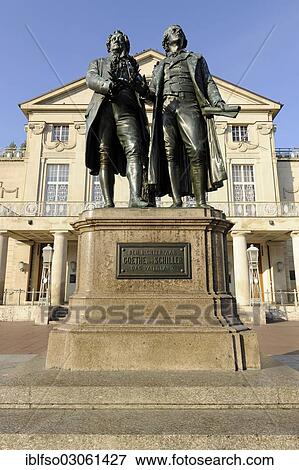 "Goethe-Schiller Monument and German National Theatre, Weimar, Thuringia, Germany, Europe" View Large Photo Image Stock Photo - "Goethe-Schiller Monument and German National Theatre, Weimar, Thuringia, Germany, Europe". Fotosearch