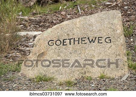 "Goetheweg"""" trail marker on the way to Brocken Mountain, Wernigerode, Saxony-Anhalt, Germany, Europe" View Large Photo Image Stock Photo - "Goetheweg"""" trail marker on the way to Brocken Mountain, Wernigerode, Saxony-Anhalt, Germany, Europe". Fotosearch