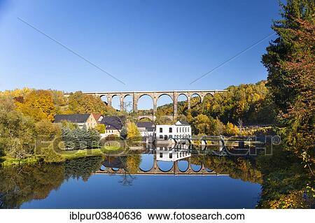 "Gohren railway viaduct with reflections in the Zwickauer Mulde river, Gohren, Saxony, Germany, Europe" View Large Photo Image Stock Photograph - "Gohren railway viaduct with reflections in the Zwickauer Mulde river, Gohren, Saxony, Germany, Europe". Fotosearch