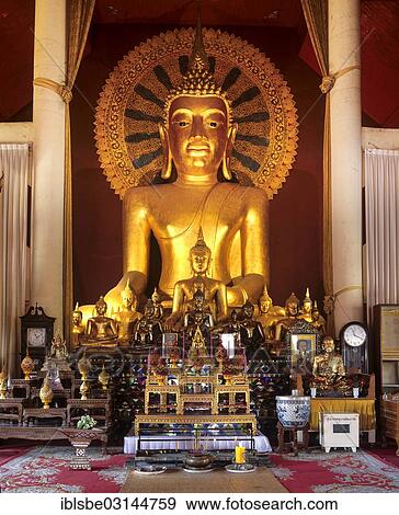 "Golden Buddha in Wat Phra Sing Temple, seated Buddha statues, Chiang Mai, Northern Thailand, Thailand, Asia" View Large Photo Image Stock Photo - "Golden Buddha in Wat Phra Sing Temple, seated Buddha statues, Chiang Mai, Northern Thailand, Thailand, Asia". Fotosearch