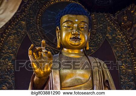 "Golden Buddha statue, Lingying Monastery, Xihu, Hangzhou, Zhejiang Province, China, Asia" View Large Photo Image Stock Image - "Golden Buddha statue, Lingying Monastery, Xihu, Hangzhou, Zhejiang Province, China, Asia". Fotosearch