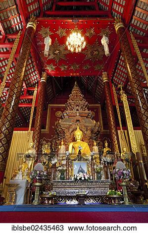 Stock Image - "Golden Buddha, Wat Chiang Man, Chiang Mai, Northern Thailand, Thailand, Asia". Fotosearch