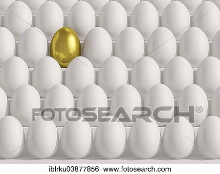 Golden egg amidst white eggs View Large Photo Image Stock Photograph - Golden egg amidst white eggs. Fotosearch