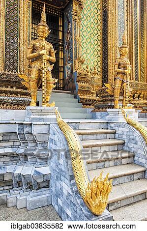"Golden guardian statue, Wat Phra Kaeo complex, Grand Palace, Bangkok, Thailand, Asia" View Large Photo Image Stock Image - "Golden guardian statue, Wat Phra Kaeo complex, Grand Palace, Bangkok, Thailand, Asia". Fotosearch
