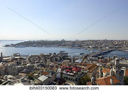 "Golden Horn Sultanahmet district with Topkapi Palace, Hagia Sophia and Blue Mosque, Galata Bridge, Karakoy district at the front, view from Galata Tower, Istanbul, European side, Istanbul Province, Turkey, European side, Europe" View Large Photo Image Stock Image - "Golden Horn Sultanahmet district with Topkapi Palace, Hagia Sophia and Blue Mosque, Galata Bridge, Karakoy district at the front, view from Galata Tower, Istanbul, European side, Istanbul Province, Turkey, European side, Europe". Fotosearch