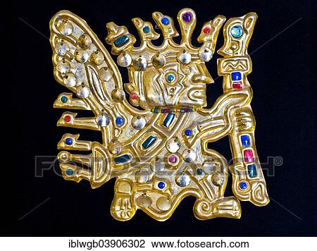"Golden pre-Columbian ritual jewellery, replica, sheet brass with semi-precious stones, souvenir, Cusco, Peru, South America" View Large Photo Image Stock Image - "Golden pre-Columbian ritual jewellery, replica, sheet brass with semi-precious stones, souvenir, Cusco, Peru, South America". Fotosearch