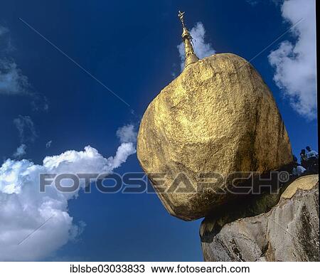 Stock Image - "Golden Rock or Kyaiktiyo Pagoda, Kyaikto, Mon-Staat, Myanmar, Burma, Asia". Fotosearch
