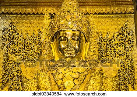 "Golden seated Buddha, Mahamuni, Mandalay, Mandalay Division, Myanmar or Burma" View Large Photo Image Picture - "Golden seated Buddha, Mahamuni, Mandalay, Mandalay Division, Myanmar or Burma". Fotosearch