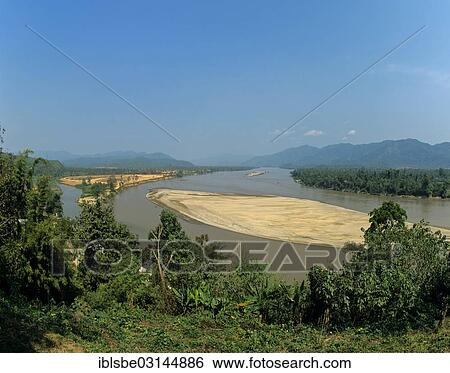 "Golden Triangle, border triangle of Myanmar, Thailand and Laos, confluence of the Mae Nam Sai and Mekong, Amphoe Chiang Saen, Chiang Rai Province, Thailand, Asia" View Large Photo Image Stock Photograph - "Golden Triangle, border triangle of Myanmar, Thailand and Laos, confluence of the Mae Nam Sai and Mekong, Amphoe Chiang Saen, Chiang Rai Province, Thailand, Asia". Fotosearch