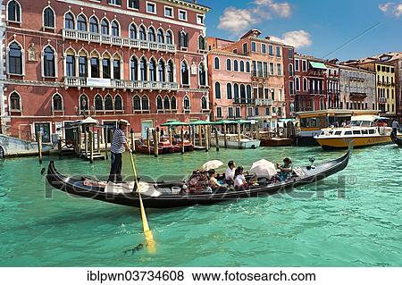 Stock Photo - "Gondolas on the Grand Canal, Venice, Veneto, Italy, Europe". Fotosearch