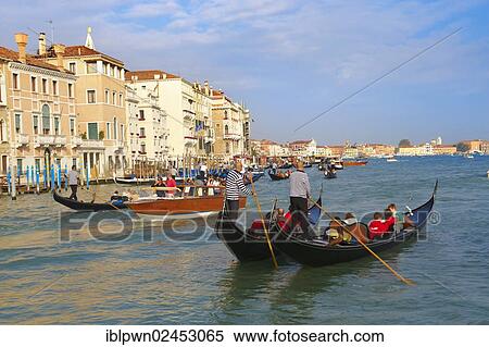 Stock Photography - "Gondolas on the Grand Canal, Venice, Italy, Europe". Fotosearch