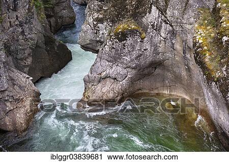 Stock Image - "Gorge, Laerdalselva River, Laerdal valley, Sogn og Fjordane, Norway, Europe". Fotosearch
