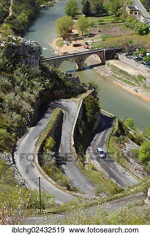 "Gorges du Tarn, serpentine road in La Malene, The Causses and the Cevennes, UNESCO World Heritage Site, Parc National des Cevennes, Cevennes National Park, Lozere, Languedoc-Roussillon, France, Europe" View Large Photo Image Stock Photo - "Gorges du Tarn, serpentine road in La Malene, The Causses and the Cevennes, UNESCO World Heritage Site, Parc National des Cevennes, Cevennes National Park, Lozere, Languedoc-Roussillon, France, Europe". Fotosearch