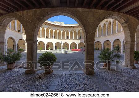 "Gothic arcades in the courtyard of Bellver Castle, 13th century, Palma de Majorca, Majorca, Balearic Islands, Spain, Europe" View Large Photo Image Stock Photo - "Gothic arcades in the courtyard of Bellver Castle, 13th century, Palma de Majorca, Majorca, Balearic Islands, Spain, Europe". Fotosearch