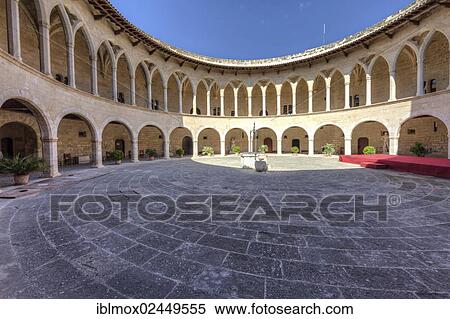 "Gothic arcades in the courtyard of the Castillo de Bellver castle, 13th Century, Palma de Mallorca, Mallorca, Majorca, Balearic Islands, Spain, Europe" View Large Photo Image Stock Photography - "Gothic arcades in the courtyard of the Castillo de Bellver castle, 13th Century, Palma de Mallorca, Mallorca, Majorca, Balearic Islands, Spain, Europe". Fotosearch
