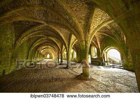 "Gothic arches of the great hall of Fountains Abbey, North Yorkshire, England, United Kingdom, Europe" View Large Photo Image Stock Photo - "Gothic arches of the great hall of Fountains Abbey, North Yorkshire, England, United Kingdom, Europe". Fotosearch