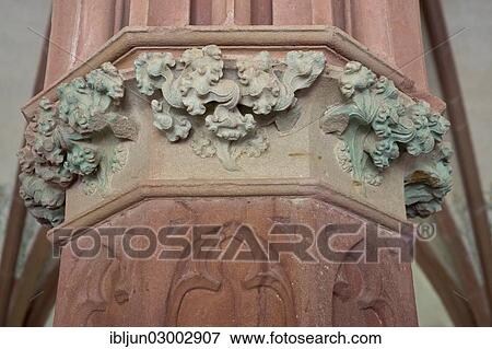 "Gothic capital with floral ornaments made of sandstone, center column, in the chapter house of Eberbach Abbey, Kloster Eberbach, Eltville, Hesse, Germany, Europe" View Large Photo Image Stock Photo - "Gothic capital with floral ornaments made of sandstone, center column, in the chapter house of Eberbach Abbey, Kloster Eberbach, Eltville, Hesse, Germany, Europe". Fotosearch