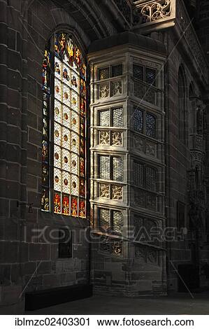 Stock Image - "Gothic """"staircase"""" in the St. Lorenz church, 1250-1477, Lorenz, Nuremberg, Middle Franconia, Bavaria, Germany, Europe". Fotosearch