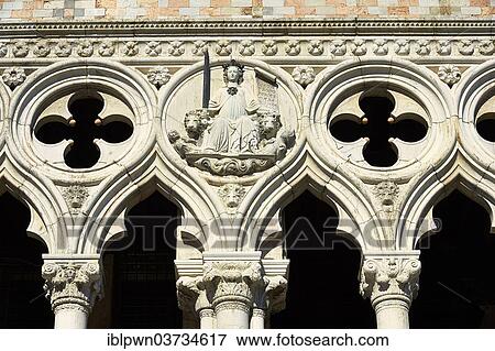 Stock Photo - "Gothic style architectural details, Doge's Palace, Venice, Veneto, Italy, Europe". Fotosearch