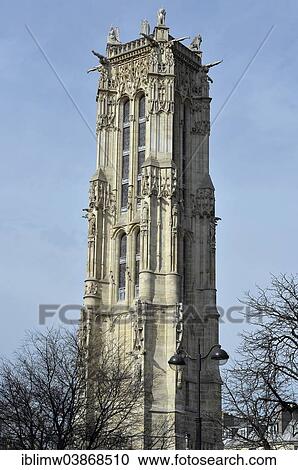 "Gothic tower Tour Saint-Jacques, Paris, Ile-de-France, France, Europe" View Large Photo Image Stock Image - "Gothic tower Tour Saint-Jacques, Paris, Ile-de-France, France, Europe". Fotosearch