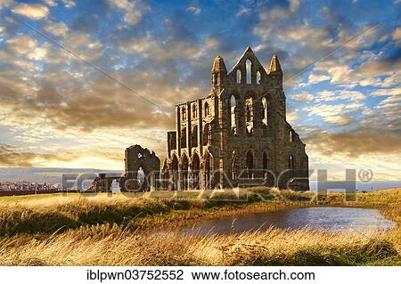 "Gothic Whitby Abbey at sunset, Whitby, North Yorkshire, England, United Kingdom, Europe" View Large Photo Image Stock Image - "Gothic Whitby Abbey at sunset, Whitby, North Yorkshire, England, United Kingdom, Europe". Fotosearch