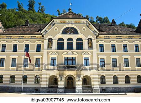 Stock Photography - "Government building of the Principality of Liechtenstein, Vaduz, Principality of Liechtenstein". Fotosearch