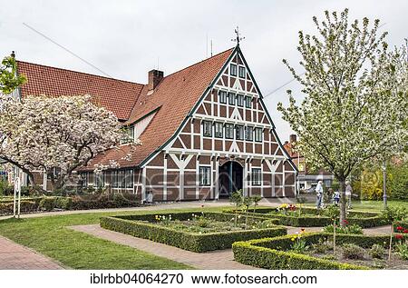 Stock Image - "Grafenhof manor, 1651, the former mannor of the Counts of Haren, now the Town Hall, Jork, Altes Land region, Lower Saxony, Germany, Europe". Fotosearch