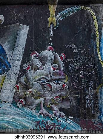 Stock Image - "Graffiti at the East Side Gallery, Friedrichshain, Berlin, Germany, Europe". Fotosearch