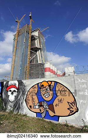 Graffiti in front of the construction site of the new ECB, European Central Bank, Frankfurt am Main, Hesse, Germany, Europe View Large Photo Image Stock Image - Graffiti in front of the construction site of the new ECB, European Central Bank, Frankfurt am Main, Hesse, Germany, Europe. Fotosearch
