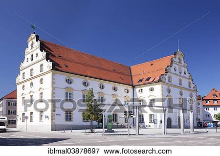 Stock Photo - "Granary with Kornhausbrunnen fountain, Kempten, Allgau, Upper Swabia, Swabia, Bavaria, Germany, Europe". Fotosearch