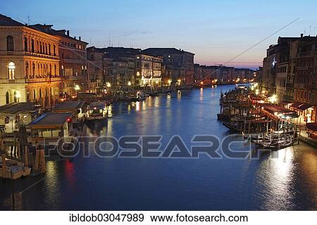 Stock Photo - "Grand Canal or Canal Grande, from Rialto Bridge or Ponte di Rialto, Venice, Veneto Region, Italy, Europe". Fotosearch