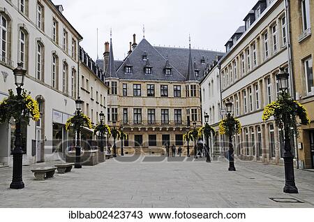 Stock Image - Grand Ducal Palace, European Parliament, Chamber of Representatives, Luxembourg, Europe, PublicGround, Europe. Fotosearch