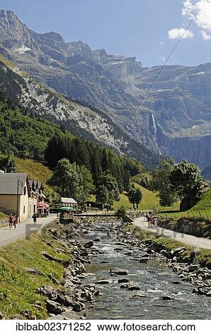 Stock Image - "Grande Cascade, Gavarnie Falls, waterfall, river, mountains, Gavarnie, Midi-Pyrenees, Pyrenees, departement of Hautes-Pyrenees, France, Europe, PublicGround, Europe". Fotosearch