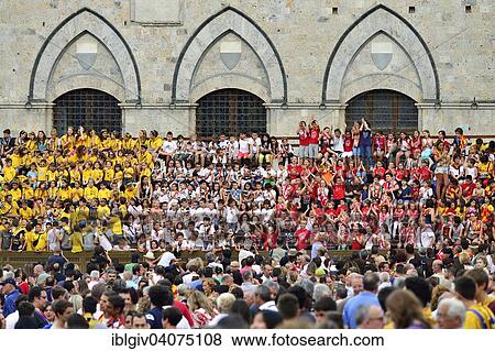 "Grandstand with children on a training day of the Palio di Siena, Piazza del Campo, Siena, Tuscany, Italy, Europe" View Large Photo Image Stock Photo - "Grandstand with children on a training day of the Palio di Siena, Piazza del Campo, Siena, Tuscany, Italy, Europe". Fotosearch