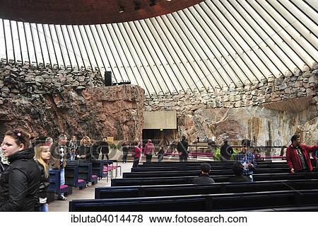 Stock Photo - "Granite rocks in the Church of the Rock, Temppeliaukio Church, Helsinki, Finland, Europe". Fotosearch