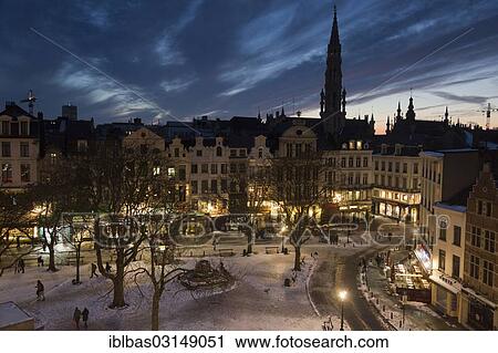 "Grasmarkt, Marche aux Herbes, street in the historic centre at dusk in winter, silhouette of buildings in Grand-Place square at back, Brussels, Brussels Region, Belgium, Europe" View Large Photo Image Stock Image - "Grasmarkt, Marche aux Herbes, street in the historic centre at dusk in winter, silhouette of buildings in Grand-Place square at back, Brussels, Brussels Region, Belgium, Europe". Fotosearch
