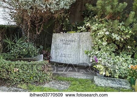 Stock Photo - "Grave of Hermann Hesse, 1877 - 1962, Montagnola, Collina d'Oro, Canton of Ticino, Switzerland, Europe". Fotosearch